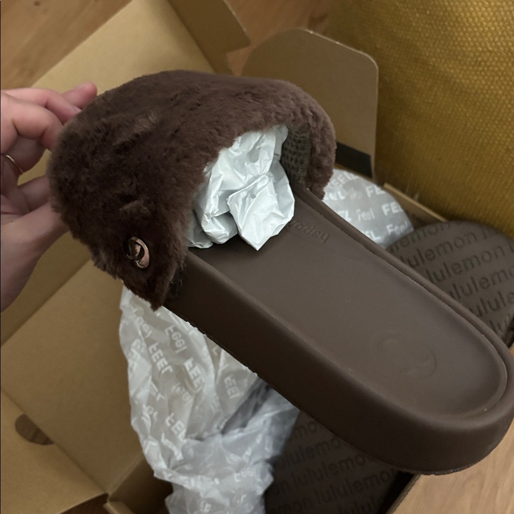 Brown Fuzzy Slide Sandals lululemon - Picture 10 of 10